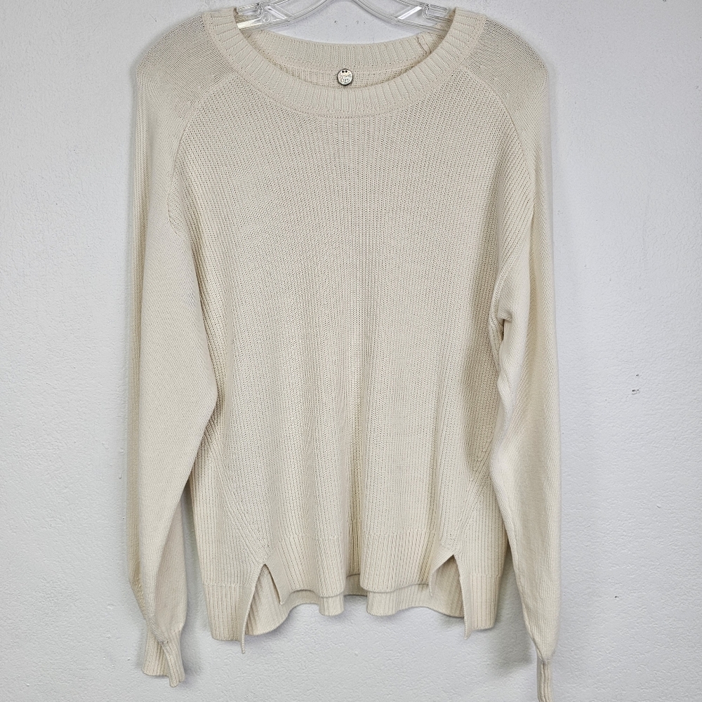 Margaret O'Leary Sweater Cream Slouchy Mixed Stitch Pullover Sz S Coastal